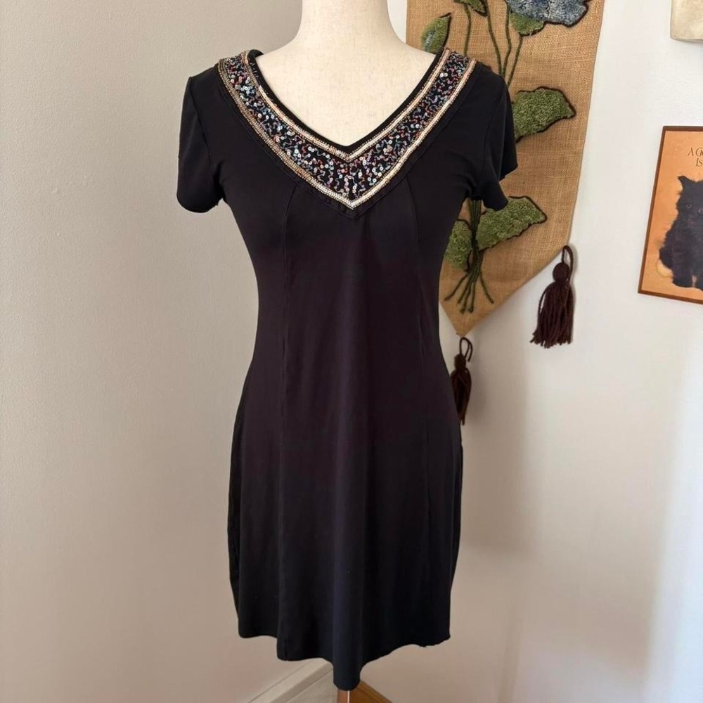 Embellished Off Shoulder Black Dress